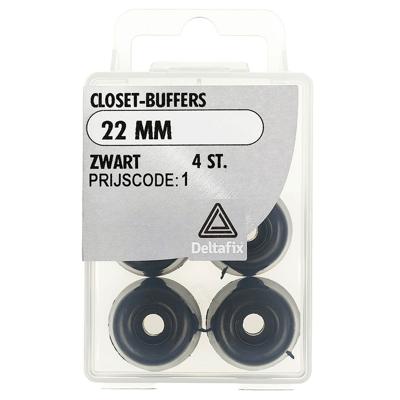 Closet-buffers 22mm zwart 4st - Deltafix
