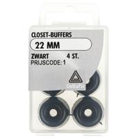 Closet-buffers 22mm zwart 4st - Deltafix