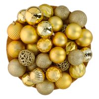Giftsome Gouden Kersballen Set - 60 Kunststof Kerstballen - Incl. Gouden Piek - Kerst Decoratie - Ø6/7 cm - thumbnail
