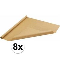 8x Inpakpapier/cadeaupapier bruin 500 x 70 cm op rol - thumbnail