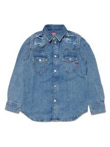 Diesel Kids chemise en jean à logo brodé - Bleu