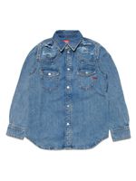 Diesel Kids chemise en jean à logo brodé - Bleu - thumbnail