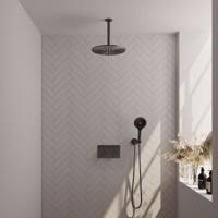 Brauer Gunmetal Edition Thermostatische Regendoucheset Inbouw - Hoofddouche 30 cm - Met Drukknoppen - Handdouche 3 Standen - Doucheslang - Wandaansluitbocht - Gunmetal