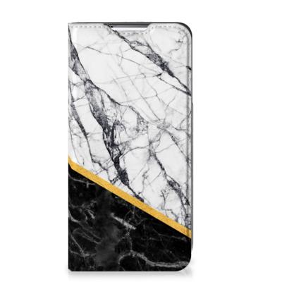 Samsung Galaxy S22 Plus | Standcase | Marmer Wit Zwart - Origineel Cadeau Man Samsung Galaxy S22 Plus | Standcase | Marmer Wit Zwart - Origineel Cadeau Man