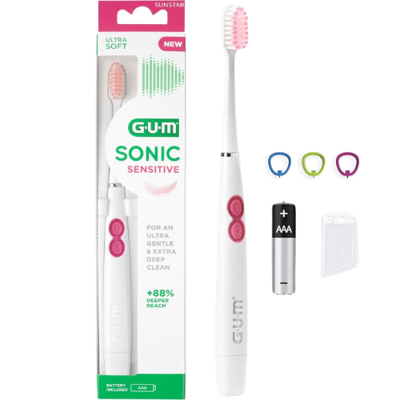 GUM GUM Sonic Sensitive Wit - Batterij Tandenborstel GUM GUM Sonic Sensitive Wit - Batterij Tandenborstel