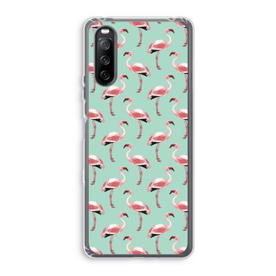 Flamingoprint groen: Sony Xperia 10 III Transparant Hoesje