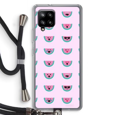 Smiley watermeloenprint: Samsung Galaxy A42 5G Transparant Hoesje met koord
