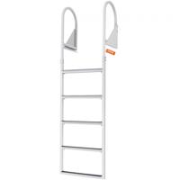 VEVOR opvouwbare dokladder 5 treden 159 kg draagvermogen pontonbootladder van aluminiumlegering met ca. 5 cm brede trede en antislip rubberen mat voor schip/meer/zwembad/marine