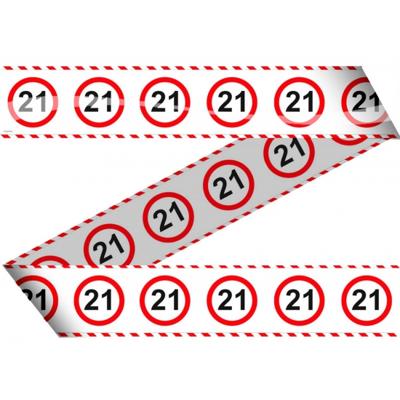 Afzetlint 21 jaar - stopbord thema - 15 meter - Markeerlint - 21e verjaardag/jubileum