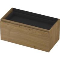 INK - Onderkast 1L met Binnenlade Greeploos Houten Keerlijst Fineer Zonder Sifonuitsparing in Binnenlade - 900x450x400 Mm - Natur Fineer