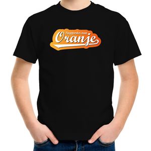 Zwart t-shirt Holland / Nederland supporter van oranje EK/ WK voor kinderen