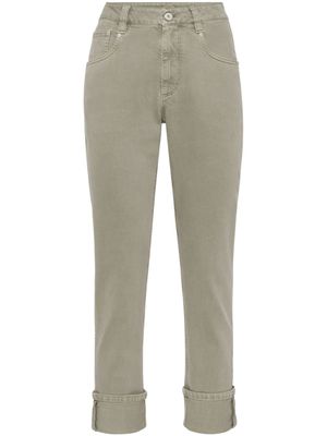 Brunello Cucinelli jean droit Monili à taille mi-haute - Vert
