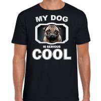 Coole mopshond honden t-shirt my dog is serious cool zwart voor heren