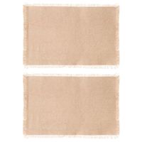 Secret de Gourmet placemats Kenya - 4x - beige - 45 x 30 cm - katoen - met franjes