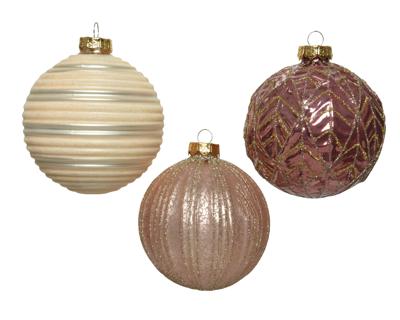 Kerstbal glas d10cm roze a3 - Ksd