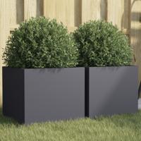 VidaXL Plantenbakken 2 st 32x30x29 cm staal antracietkleurig