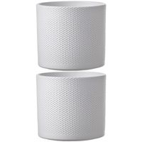 2x stuks bloempot in het relief wit keramiek voor kamerplant H17.5 x D19.5 cm 2x stuks bloempot in het relief wit keramiek voor kamerplant H17.5 x D19.5 cm