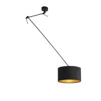 QAZQA Hanglamp zwart met velours kap zwart met goud 35 cm - Blitz - thumbnail