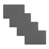 Secret de Gourmet tafel placemat - 4x - PU-leer/leer look - grijs - 45 x 30 cm - Tafel onderleggers