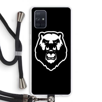 Angry Bear (black): Samsung Galaxy A71 Transparant Hoesje met koord