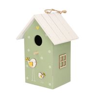 Nestkast/vogelhuisje hout groen met wit dak 15 x 12 x 22 cm