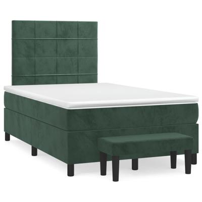Boxspring met matras fluweel donkergroen 120x190 cm