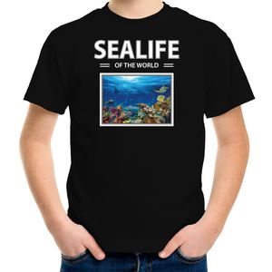 Vis t-shirt met dieren foto sealife of the world zwart voor kinderen