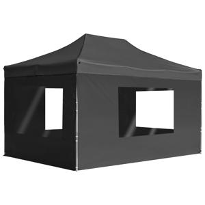 Partytent inklapbaar met wanden 4,5x3 m aluminium antraciet