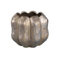 PTMD Seattle Bronze ceramic pot round ribbed low L - thumbnail