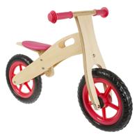 Msg Wooden loopfiets met greep hout 12 inch rood