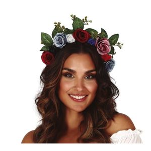 Hippie/flower power gekleurde verkleed bloemen diadeem/tiara    -