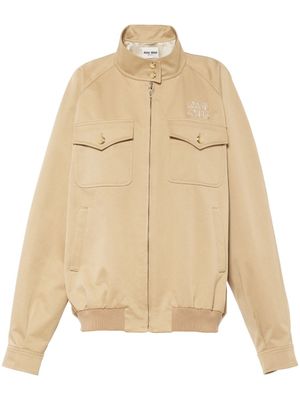Miu Miu veste zippée à logo brodé - Tons neutres