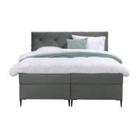 Leen Bakker - Boxspring Liv Geruit - 160x200 Cm - Slanke Poot - Stof/Velvet - Grijs