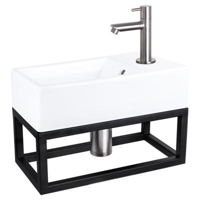 Differnz Force fonteinset keramiek - kraan recht - met handdoekrek - 40 x 22 x 11.5 cm - mat chroom