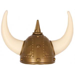 Faram Party Gouden Vikingen verkleed helm met hoorns - volwassenen - pvc - carnaval