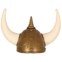 Faram Party Gouden Vikingen verkleed helm met hoorns - volwassenen - pvc - carnaval - thumbnail