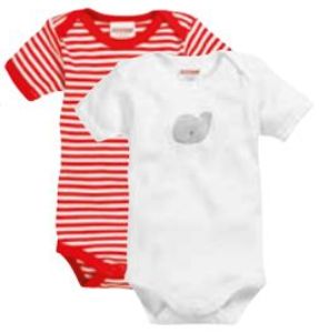 Playshoes Schnizler set 2 rompers korte mouw walvis rood Maat