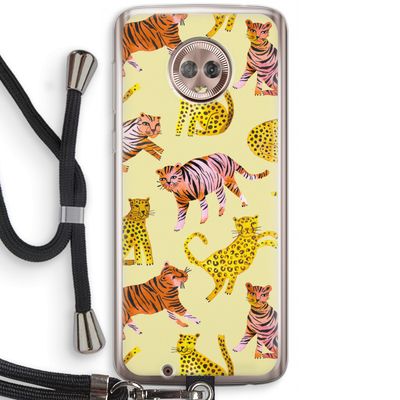 Cute Tigers and Leopards: Motorola Moto G6 Transparant Hoesje met koord