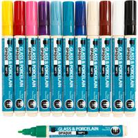 Creativ Company Glas- en porseleinstift, lijndikte 2-4 mm, dekkend, diverse kleuren, 12 stuk/ 1 doos - thumbnail