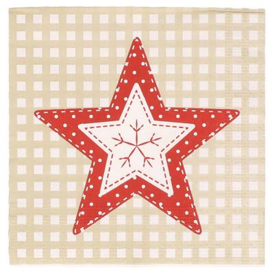 Gerimport Kerst servetten - 20x - 33 x 33 cm - ster print - papier - kerstservetten