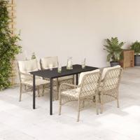 5-delige Tuinset met kussens poly rattan beige