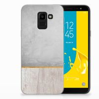 Samsung Galaxy J6 2018 Bumper Hoesje Wood Concrete - thumbnail