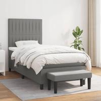 Boxspring met matras stof donkergrijs 90x190 cm