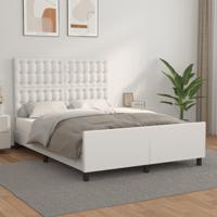 Bedframe met hoofdbord kunstleer wit 140x190 cm