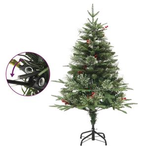 The Living Store Kerstboom PE/PVC - 120 cm - LED-verlichting - scharnierende constructie