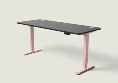 Desktronic HomePro bureau Zachtroze / Zwart / 200x80 cm