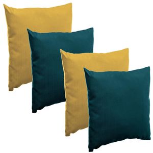 Bank/sier/tuin kussens voor binnen/buiten set 4x stuks geel/emerald groen 40 x 40 cm