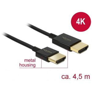 Delock 84775 HDMI-kabel HDMI Aansluitkabel HDMI-A-stekker, HDMI-A-stekker 4.50 m Zwart 4K UHD, Vergulde steekcontacten