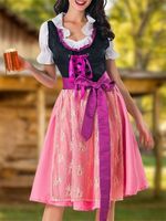 Oktoberfest Bavarian Traditional Beer Short Sleeve Dress Lace-up With Belt - thumbnail
