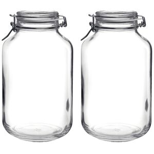 2x stuks weckpotten/inmaakpotten 4000ml/4ltr met beugelsluiting 15 x 28 cm